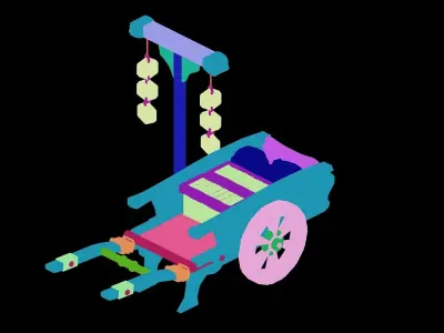 Game Traffic - Wooden Pushcart 3D model