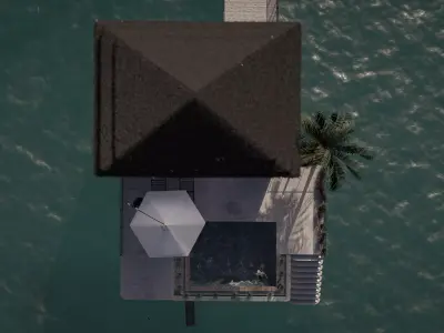 fully detailed Maldives Style Overwater Villa  site Resort Scene 3D model