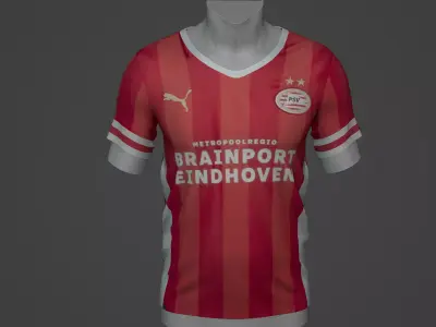 PSV Eindhoven Football Jersey T-Shirt - Soccer Kit Low-poly 3D model