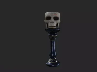 Stylized Skull Candle Holder Low-poly 3D model