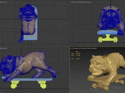 Skating dog 3D model