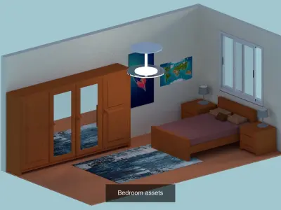 Minimalist low poly home interior assets 3D Model Collection