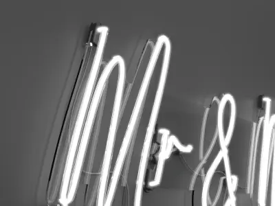 Mr and Mrs - Neon Sign 3D model