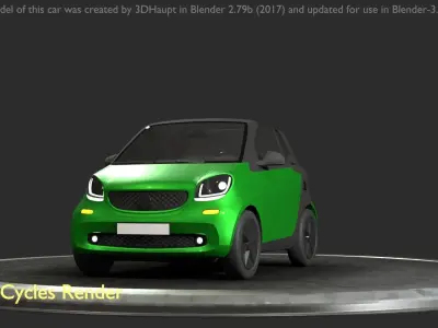 City Car 49 Small Convertible Open Type-E Green Low-poly 3D model