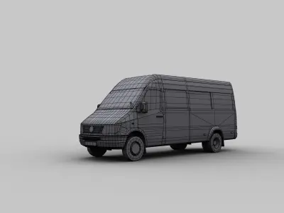 Mercedes Sprinter With Interior Low-poly 3D model