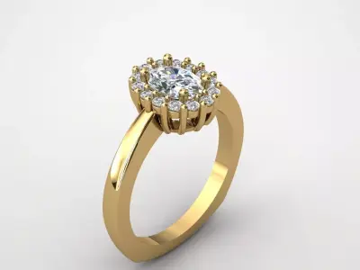 ring with diamond 3D print model order