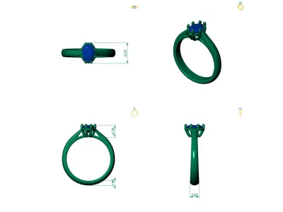 D-1192 gold engagement ring with oval cut diamond 3D print model