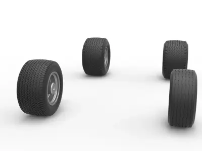 Wheel set of Northeast Dirt Modified stock car V5 Scale 1 to 25 3D print model