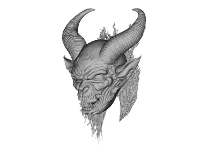 Horned Demon Head 3D Model for Jewelry Pendant Design 3D print model