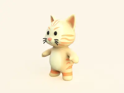 Little animal baby - Cat cute - Animated  Low-poly 3D model