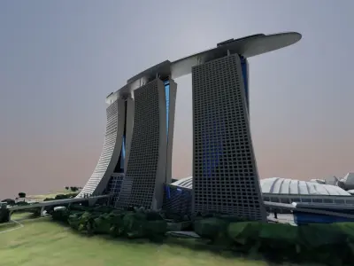 Singapore Marina bay Sands building Low-poly 3D model