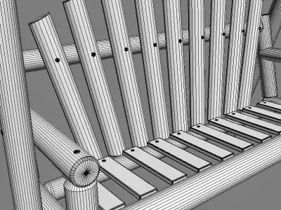 Multiple Seats Wooden Swing 2 3D model
