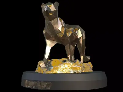 Steampunk Leopard Rock Low-poly 3D model
