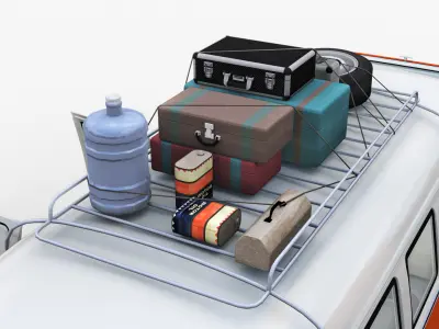 Camper Van Type 2 luggage  Low-poly 3D model