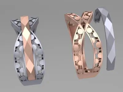 Two gold piece facet fusion ring 3D print model