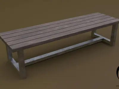 Bench Set 8M1T 04 Low-poly 3D model