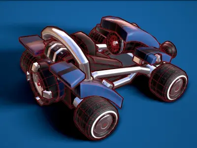 Kart Cartoon Green energy Low poly game ready Low-poly 3D model