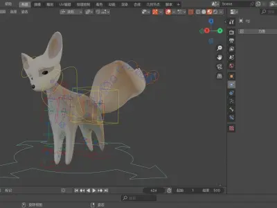 3D Cartoon-style Sculpture of a Characterful Fox 3D model