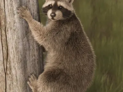 Raccoon Rigged Animated 3D model