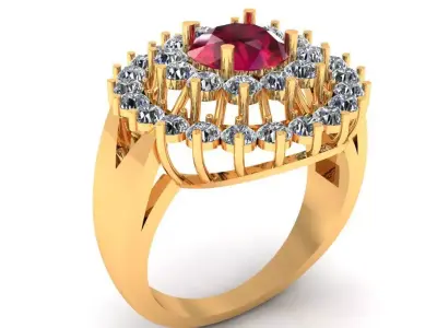 Women Ring 49 low weight diamond round top shape women ring 3D print model