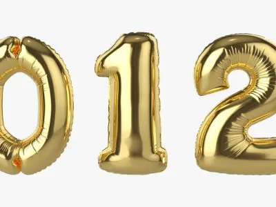 Foil air balloon numbers 02 3D model