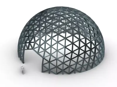 Geodesic Dome V3 Large with Frame and Panels and Entryway 3D model