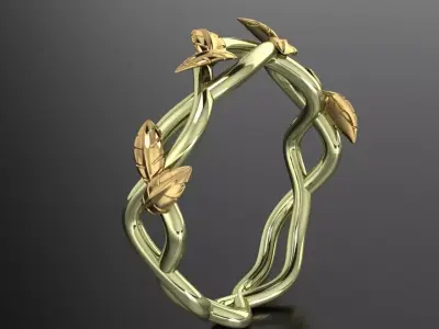 Branch Leaf Ring 3D print model