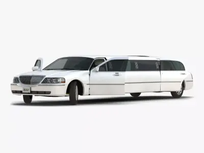 Limousine White Rigged 3D model