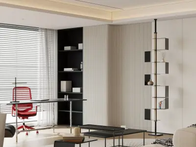 Modern living room dining room interior scenes  3D model