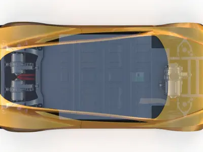 Tesla Roadster 2020 Yellow with interior and chassis 3D model