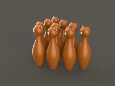 Cartoon Bear Bowling And Ball Bowling Low-poly 3D model