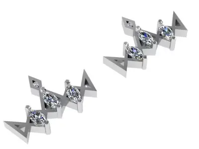Zigzag Marquise Earring 2584 3D print model