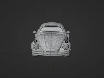 Volkswagen Beetle Retro Car Cute Cartoon Style 3D model