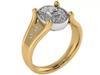 Oval Lion Ring 2531 3D print model