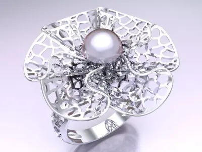  Mesh flower ring - Italian rings - Womens Rings - N6533 3D print model