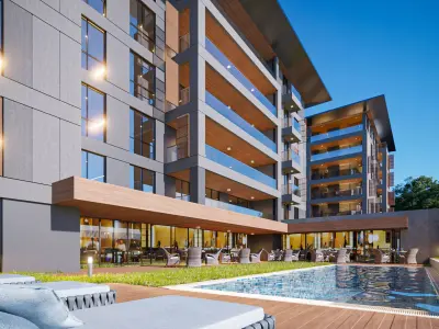 Modern Site Residential Complex Low-poly 3D model