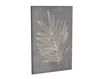 Neutral Tones And Gold Accent Leaf Canvas Art Low-poly 3D model