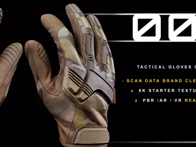 Tactical Gloves 001 Low-poly 3D model