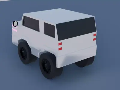 White Low Poly Car Stylized Game Ready Vehicle Low-poly 3D model