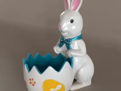 Easter Bunny Pot urn Planter Candy Dish 3D print model