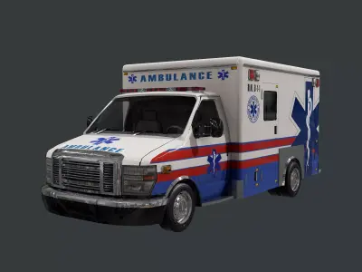 Vehicle Ambulance Rescue Truck Game Ready 06 Low-poly 3D model