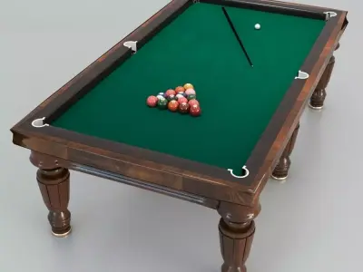 Billiard table with equipment - Snooker Table 3D model