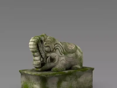 Elephant Statue V01 Stone Garden Ornament 3D model