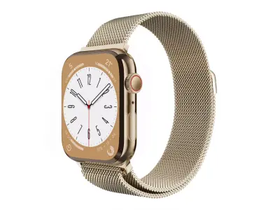 Apple Watch Series 8 Gold Stainless Steel Milanese Loop Color  Low-poly 3D model