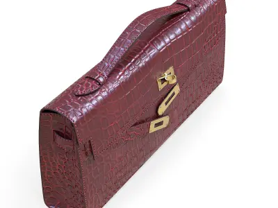 Hermes Kelly Cut Clutch Red Crocodile Low-poly 3D model