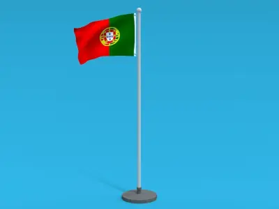 Low Poly Seamless Animated Portugal Flag Low-poly 3D model
