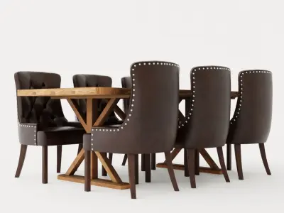 Lyon Extendable Food Group200 Cm With 6 Tuva Chair Nat Low-poly 3D model