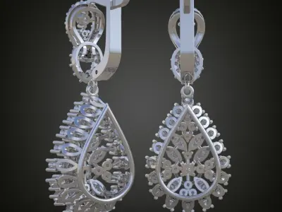 Earring 3D model 3D printable model 0098-10 Free 3D print model