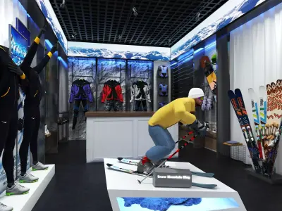 Ski Equipment Store Low-poly 3D model