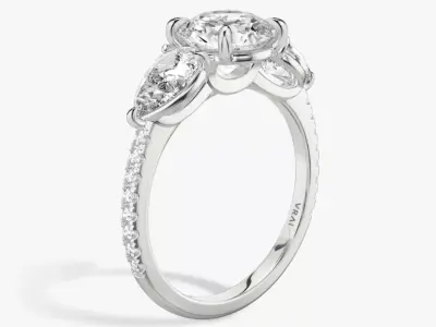  Three Stone Round  Engagement Ring 02 3D print model